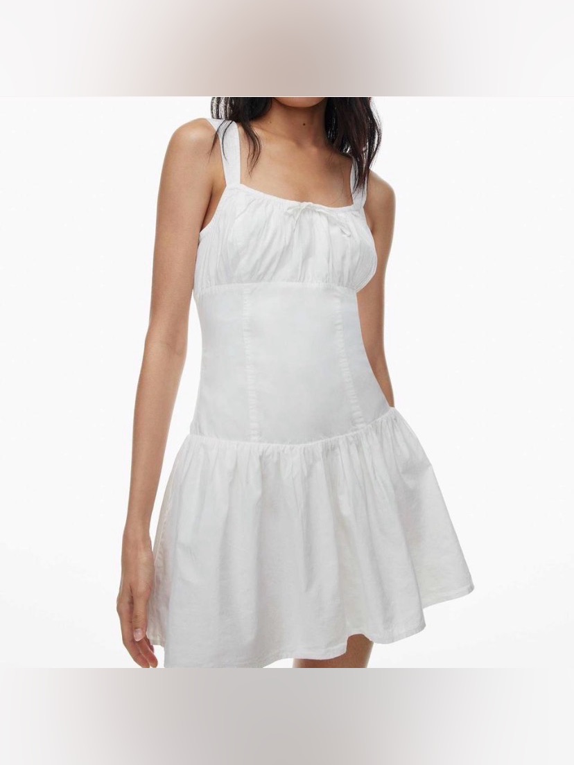 Aritzia Sunday Best White Cotton Mini Dress Fit And Flare Medium